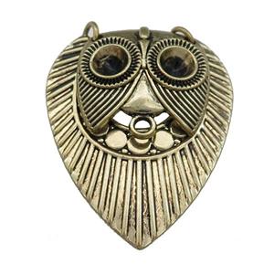 Tibetan Style Zinc Owl Birds Charms Pendant 2loops Antique Gold, approx 30-36mm [ZN38697]