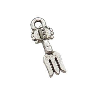 Tibetan Style Zinc Fork Charms Pendant Antique Silver, approx 5-15mm [ZN60691]