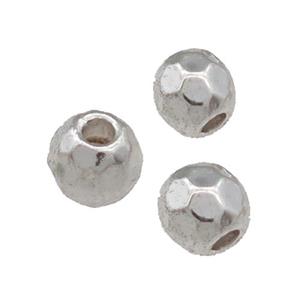 Tibetan Style Zinc Round Beads Faceted Antique Silver, approx 4mm [ZN61356]
