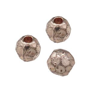 Tibetan Style Zinc Round Beads Faceted Rose Gold, approx 4mm [ZN61356RG]