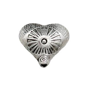 Tibetan Style Zinc Heart Beads Antique Silver, approx 13mm [ZN62703]