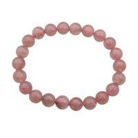 Pink Strawberry Quartz Bracelet Stretchy Round, approx 8mm dia [BR10794]