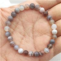 Natural Botswana Agate Bracelet Stretchy Round, approx 6mm dia [BR10932]