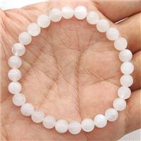 Natural White Moonstone Bracelet Stretchy Smooth Round, approx 6mm dia [BR10934]