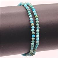 Natural Chinese Turquoise Bracelet Faceted Round Stretchy, approx 3-3.5mm [BR11029]