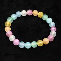 Selenite Bracelet Stretchy Round Multicolor, approx 8mm [BR11057]