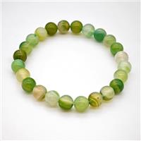 Natural Stripe Agate Bracelet Green Dye Smooth Round Stretchy, approx 8mm [BR11156]