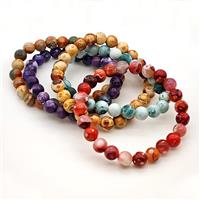 Fire Agate Bracelet Smooth Round Stretchy Mixed, approx 8mm [BR11171]