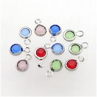 Crystal Glass pendant, mixed color, platnum plated, approx 5mm dia [FD11626]