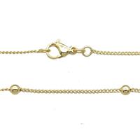 Copper Necklace Satellite Chain Curb Unfaded Gold Plated, approx 1.2mm, 3mm, 42cm length [FD11773]