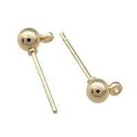 Copper Earring Stud Accessories Unfaded Light Gold Plated, approx 4mm [FD11875]