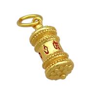 Copper Prayer Wheel Charms Pendant Tibetan Unfade 18K Gold Plated, approx 7-16mm [FD13459]