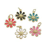 Copper Daisy Pendant Flower Enamel Gold Plated Mixed, approx 13mm [FD14010]
