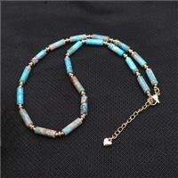 Blue Imperial Jasper Necklace, approx 4-13mm, 40-45cm length [FD14728]