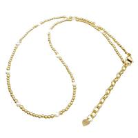 Copper Necklace With Pearl Adjustable Gold Plated, approx 2.5mm, 4mm, 40-45cm length [FD14801]