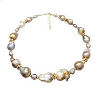 Baroque Style Pearl Necklace Multicolor, approx 15-20mm, 40-45cm length [FD14808]