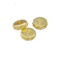 Copper Heishi Spacer Beads Carved Gold Plated, approx 8mm [FD14809-8MM]