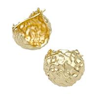 Copper Latchback Earrings Hollow Hammered Gold Plated, approx 18-19mm [FD15022]