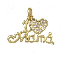 Copper Heart Mama Pendant Pave Zirconia Gold Plated, approx 11-20mm [FD15172]