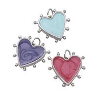Copper Heart Pendant Painted Platinum Plated Mixed Color, approx 15mm [FD15210]