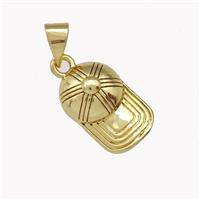 Baseball Cap Charm Copper Pendant Sport Gold Plated, approx 9-15mm [FD15399]