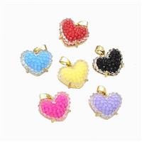 Resin Heart Pendant Gold Plated Mixed, approx 12-16mm [FD15487]