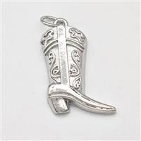 Cowboy Boot Charms Copper Shoe Pendant Platinum Plated, approx 13-20mm [FD15747]