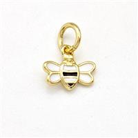 Honeybee Charms Copper Pendant White Enamel Gold Plated, approx 6-9mm [FD15821]