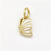 Copper Butterfly Pendant White Enamel Gold Plated, approx 6-8mm [FD15822]