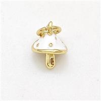 Copper Mushroom Pendant White Enamel Gold Plated, approx 8mm [FD15826]