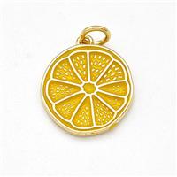 Lemon Charms Copper Fruit Pendant Yellow Enamel Gold Plated, approx 15mm [FD15859]
