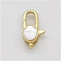 Copper Lobster Clasp Pave Shell 18K Gold Plated, approx 9-17.5mm [FD16168]