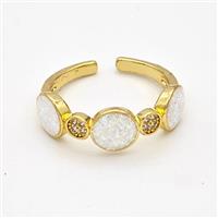 Copper Rings Pave White Fire Opal Zirconia 18K Gold Plated, approx 7mm, 18mm dia [FD16169]
