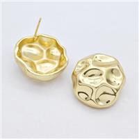 Copper Circle Stud Earrings Hammered Gold Plated, approx 23mm [FD16205]