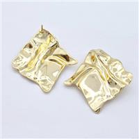 Copper Square Stud Earrings Hammered Gold Plated, approx 40-45mm [FD16209]