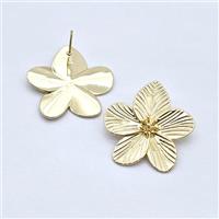 Copper Flower Stud Earrings Gold Plated, approx 30mm [FD16233]