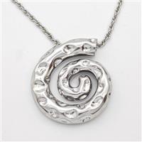 Copper Nautilus Necklace Spiral Shell Hammered Platinum Plated, approx 28-32mm, 2mm, 43-48cm length [FD16329]
