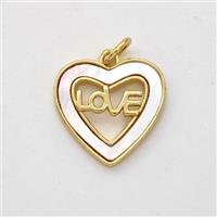 Copper Heart Pendant Pave Shell Love 18K Gold Plated, approx 15mm [FD16421]