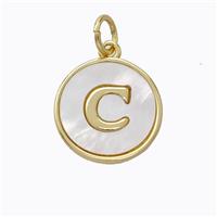 Copper Letter-C Pendant Pave Shell Gold Plated, approx 16mm [FD17068]