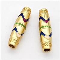 Copper Rice Beads Multicolor Painted Large Hole Gold Plated, approx 9-30mm, 4mm hole [FD17260]