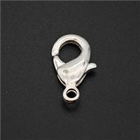 Copper Lobster Clasp Shiny Silver, approx 12mm [FD17772-12MM]
