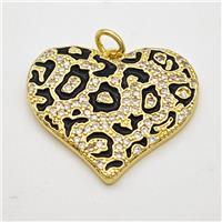 Copper Pendant Micropave Zirconia Black Enamel Gold Plated, approx 21-24mm [FD18007]