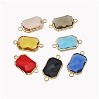 Crystal Glass Rectangle Connector Mixed Color, approx 10-15mm [FD18213-S]