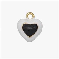 Copper Heart Pendant White Black Enamel Gold Plated, approx 10.5mm [FD18435]