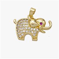Copper Elephant Pendant Pave Zirconia Gold Plated, approx 13-20mm [FD18483]