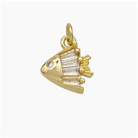 Copper Fish Pendant Pave Zirconia Gold Plated, approx 11mm [FD18969]