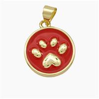 Copper Paws Pendant Red Enamel Gold Plated, approx 15mm [FD19109]