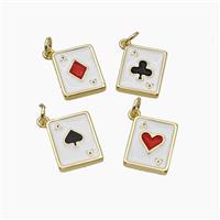 Playing Card Charms Copper Poker Card Pendant Enamel Mixed, approx 11-14mm [FD19115]