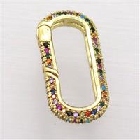 copper Carabiner Lock pendant pave zircon, gold plated, approx 14-29mm [FN20275]