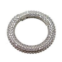 copper Carabiner Clasp paved zircon, platinum plated, approx 27mm dia [FN20657]